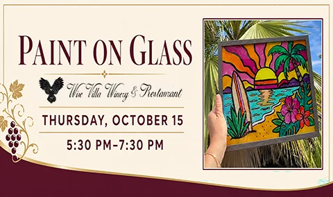 Flyer for Sip and Paint – Paint on Glass event