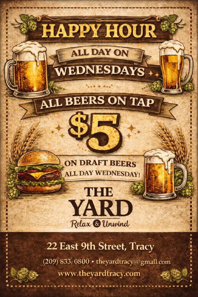 Flyer for $5 Wednesday All Day Happy Hour