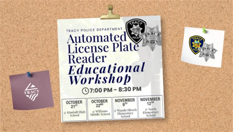 Flyer for Tracy PD Automated License Plate Reader Educational Workshop